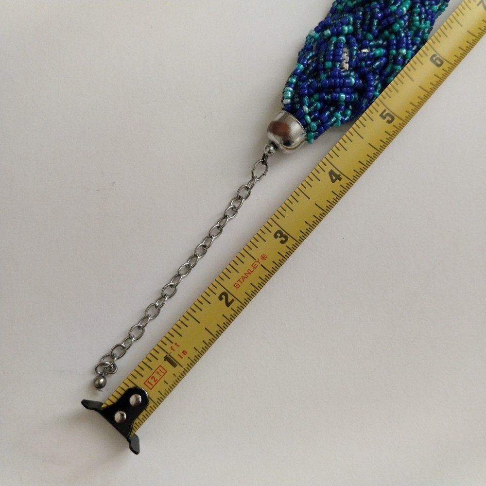 Chunky Glass Bead Braided Statement Necklace With Lobster Clasp Gently Used - Picture 8 of 9